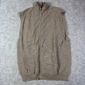 Mens Brown Sleeveless Wool Full-Zip Sweater Vest Craft Christopher Fischer
